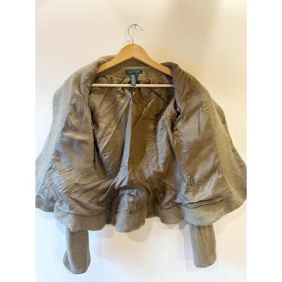 Vintage 90s Ralph Lauren Wool Green Gray Fitted Button Front Blazer Small - Picture 4 of 12